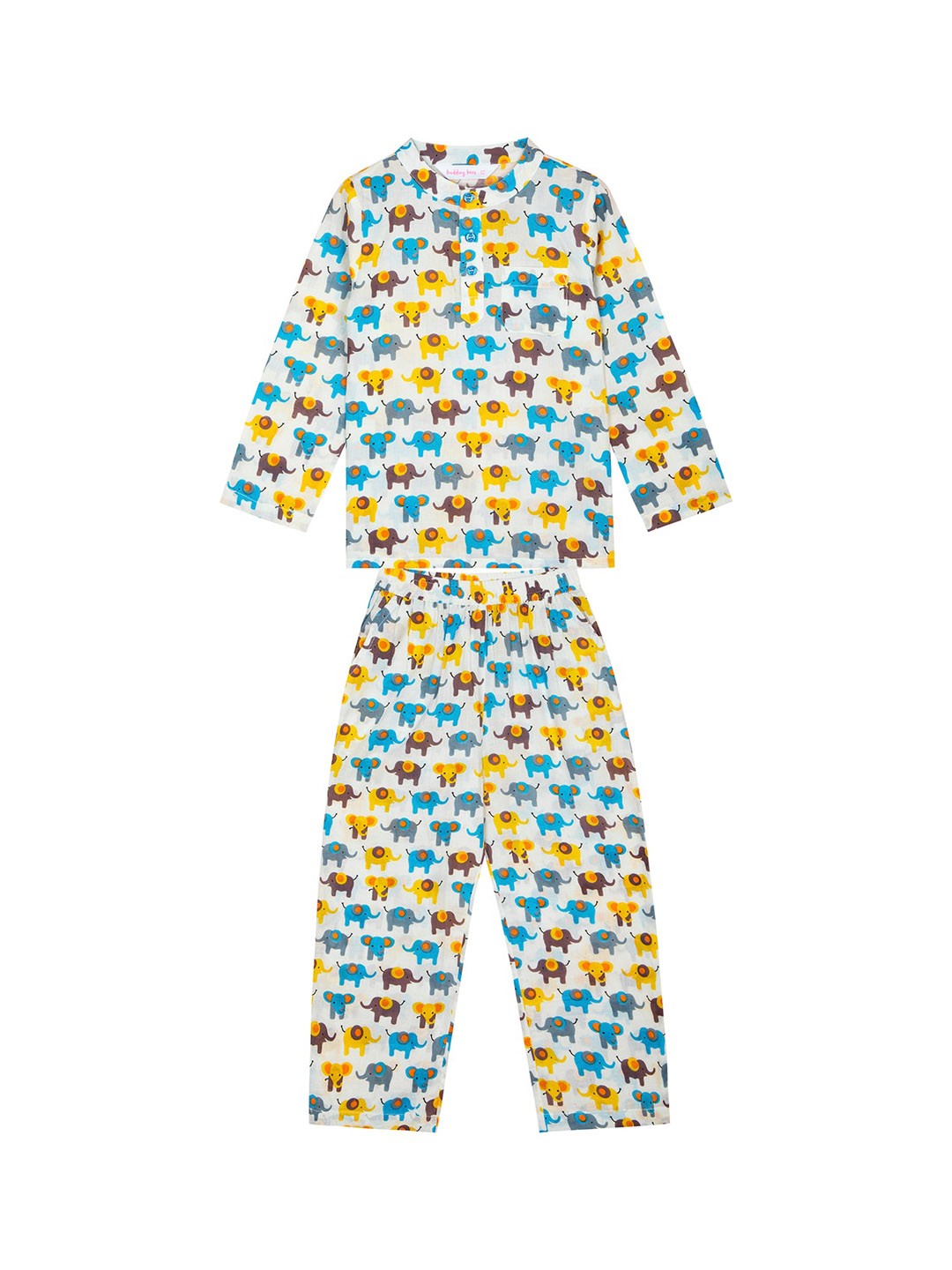 

Budding Bees Boys Animal Printed Pure Cotton Night Suit, Blue