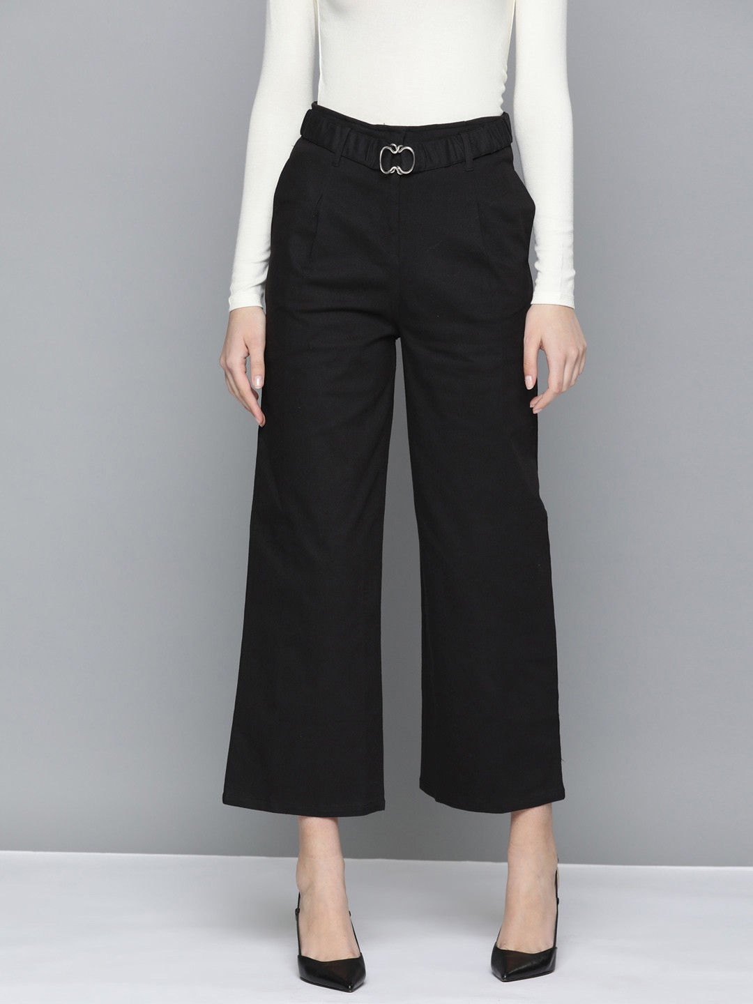

Chemistry Women Classic High-Rise Culottes Trousers, Black