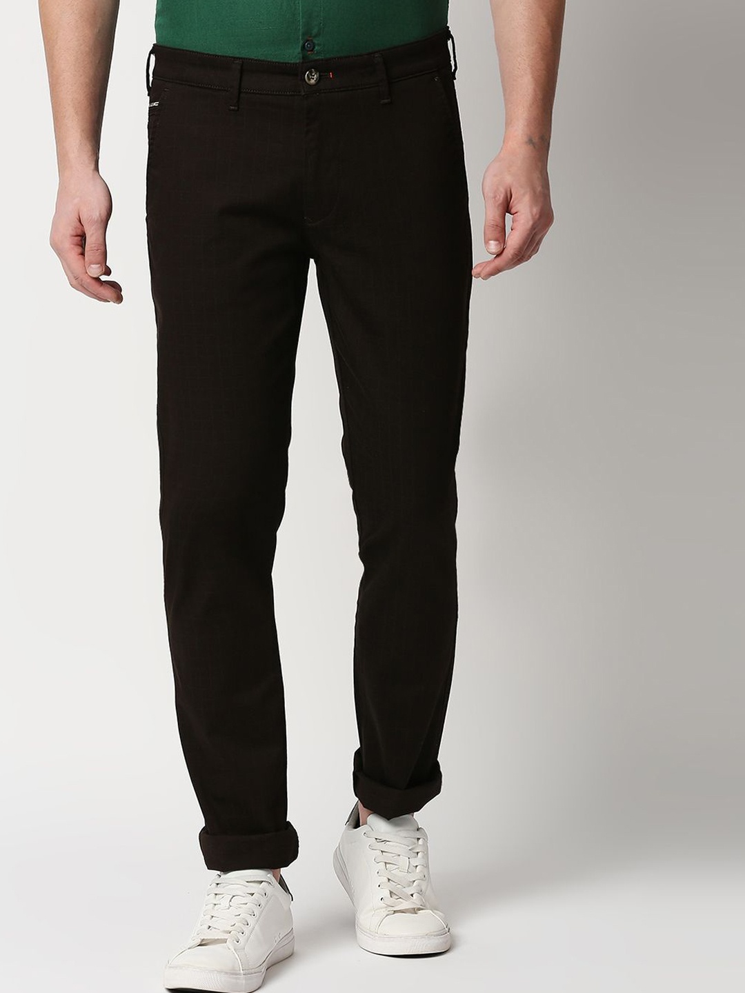 

Killer Men Mid Rise Reversible Cotton Slim Fit Chinos Trousers, Coffee brown