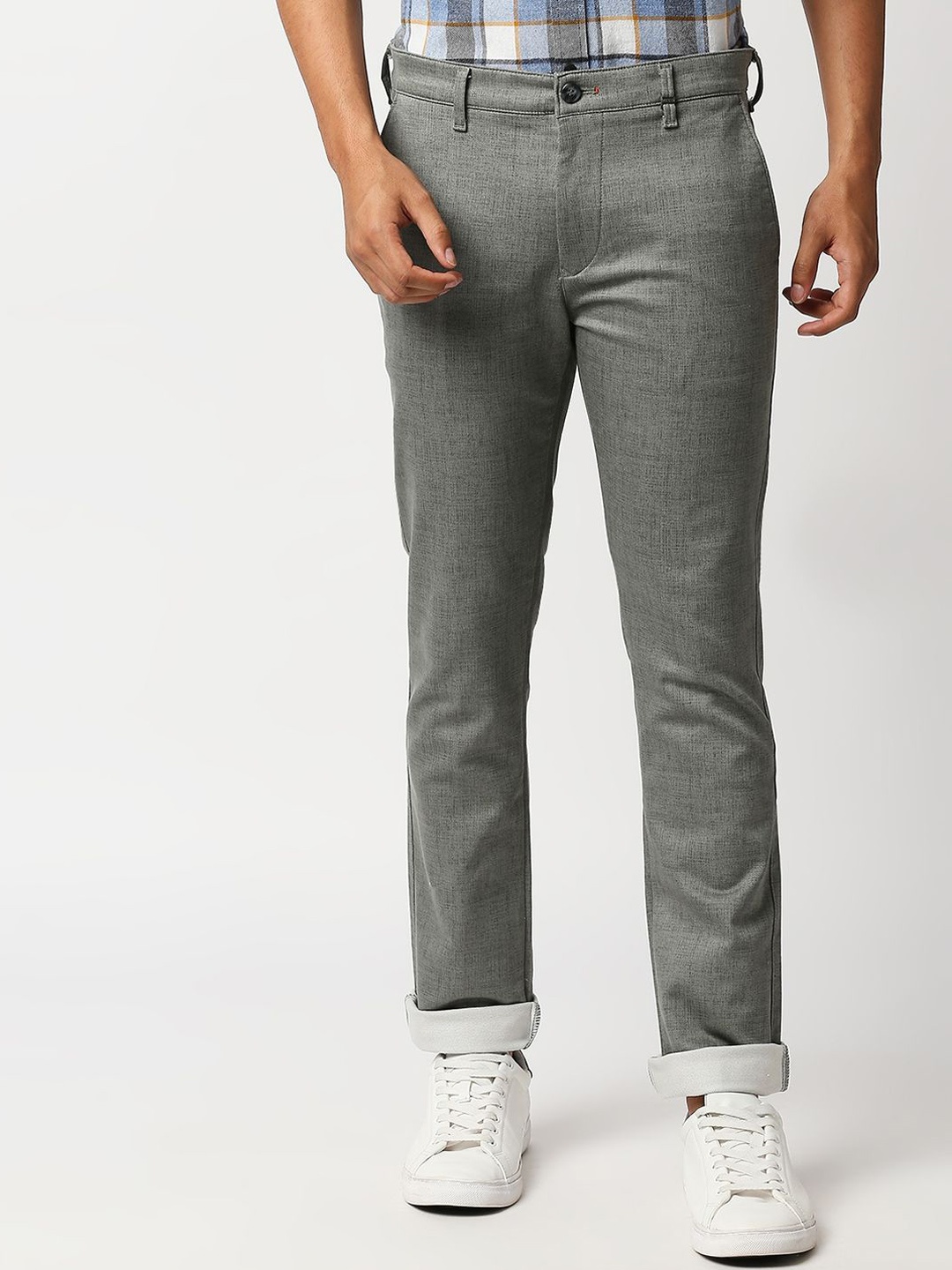 

Killer Men Mid Rise Reversible Cotton Slim Fit Chinos Trousers, Olive