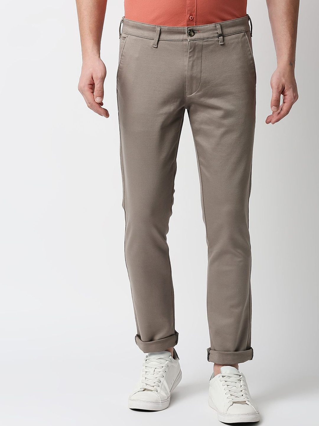

Killer Men Mid-Rise Slim Fit Cotton Trousers, Camel brown