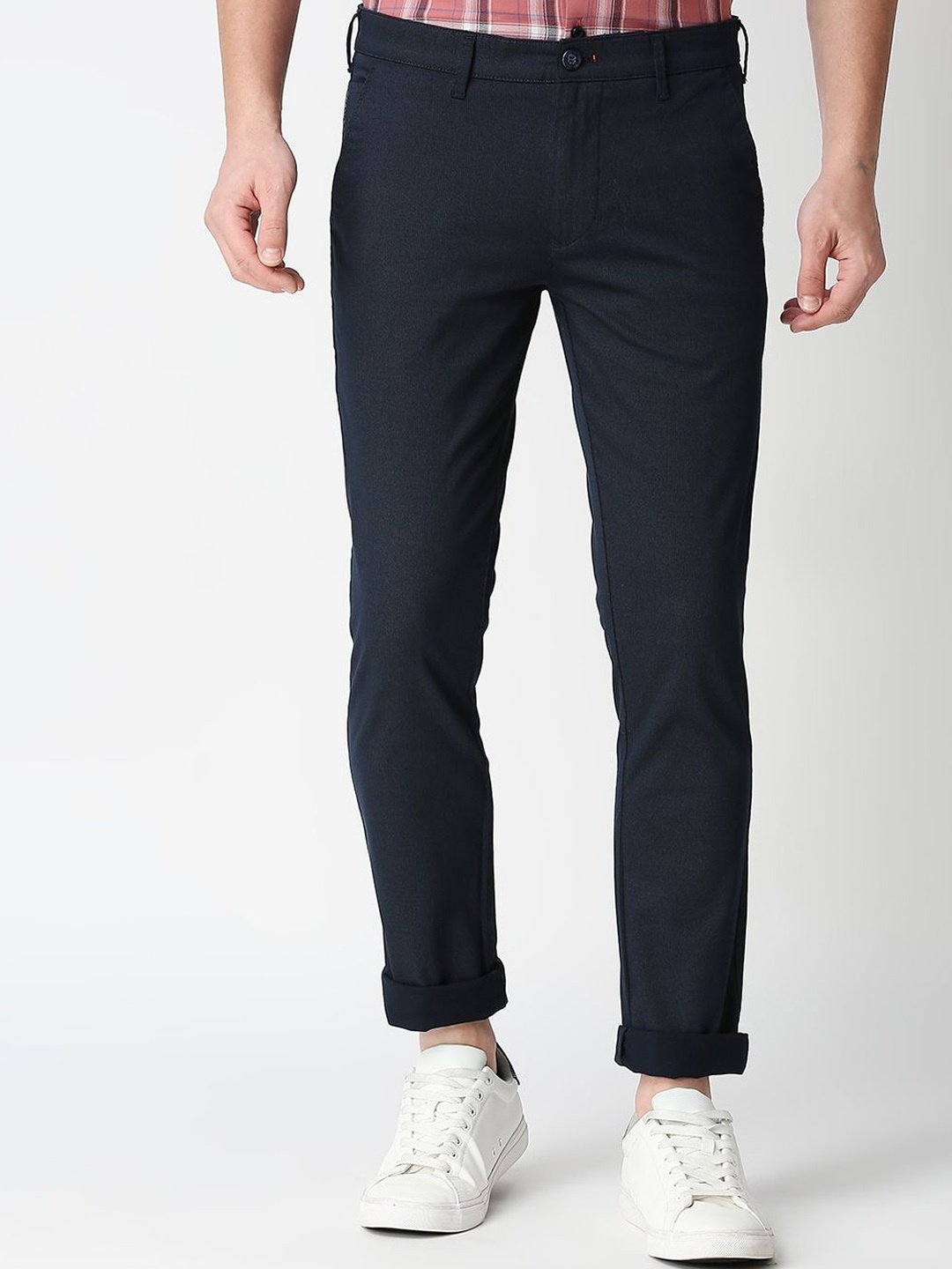 

Killer Men Mid Rise Reversible Cotton Slim Fit Chinos Trousers, Navy blue