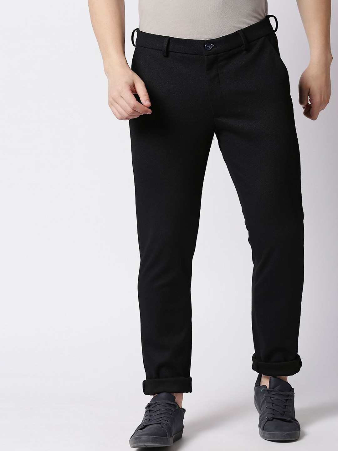 

Killer Men Slim Fit Reversible Cotton Trousers, Black