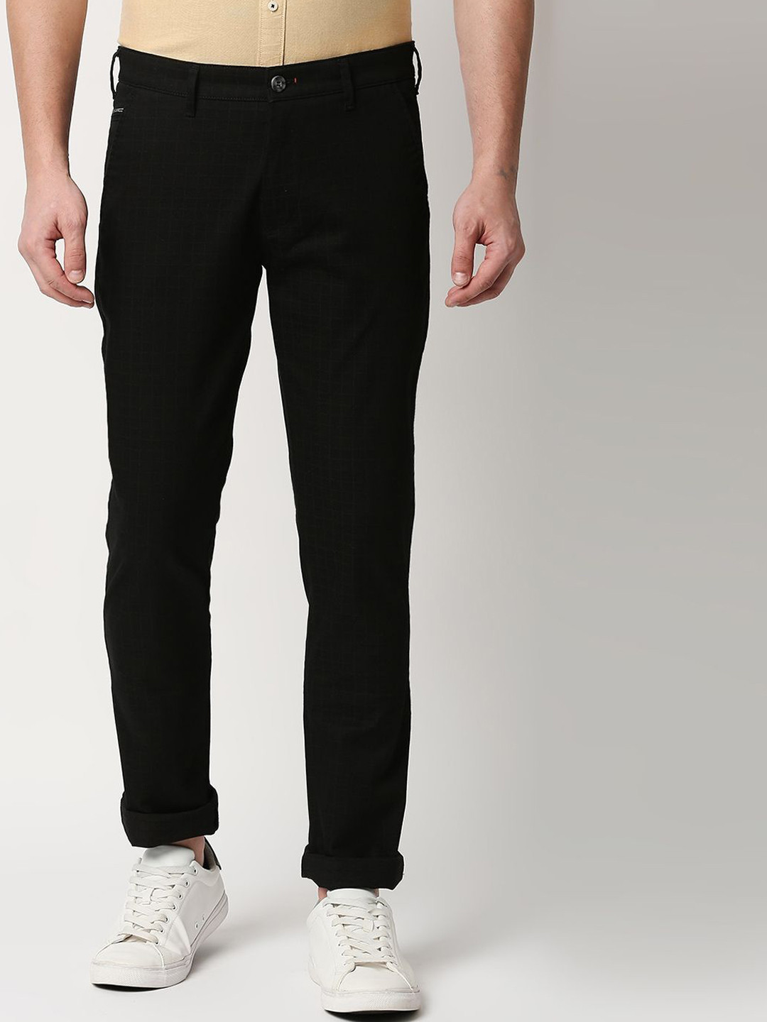 

Killer Men Checked Slim Fit Reversible Cotton Chinos, Black