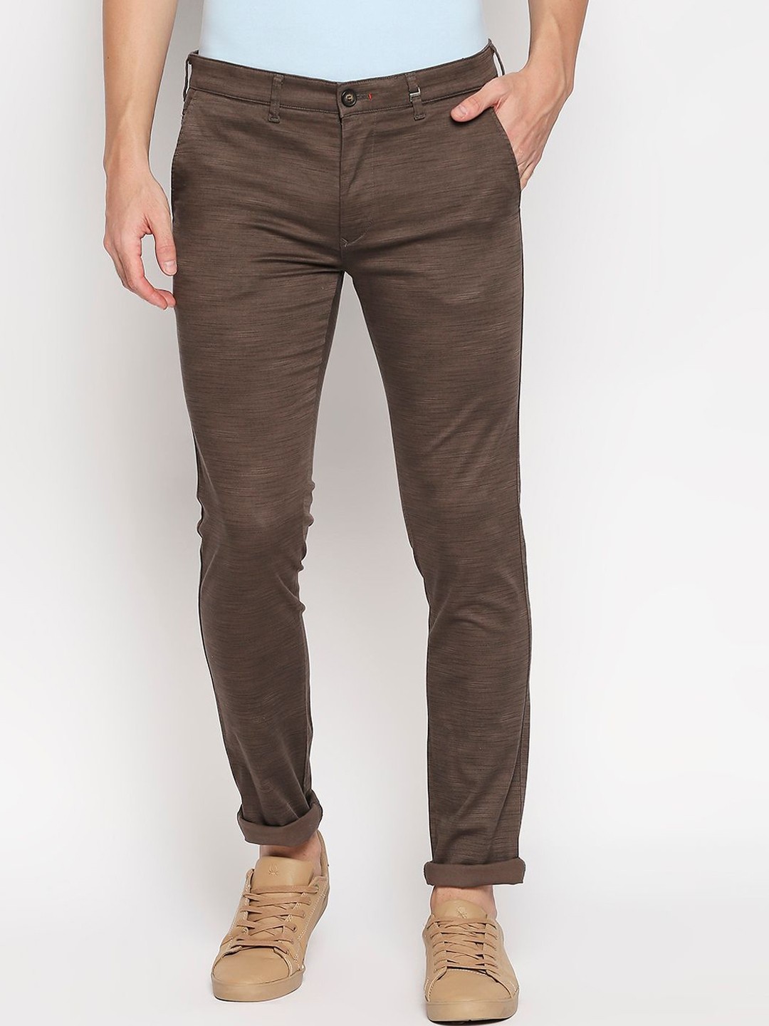 

Killer Men Slim Fit Reversible Cotton Trousers, Brown