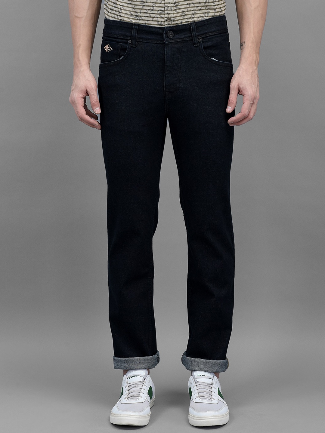 

Canary London Men Smart Straight Fit Clean Look Stretchable Jeans, Black