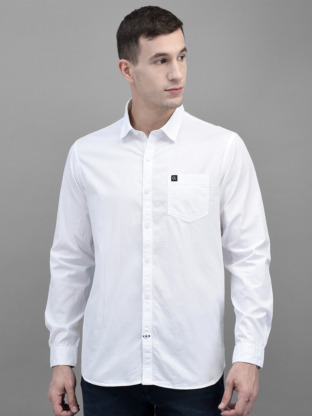 

Canary London Spread Collar Smart Slim Fit Casual Cotton Shirt, White