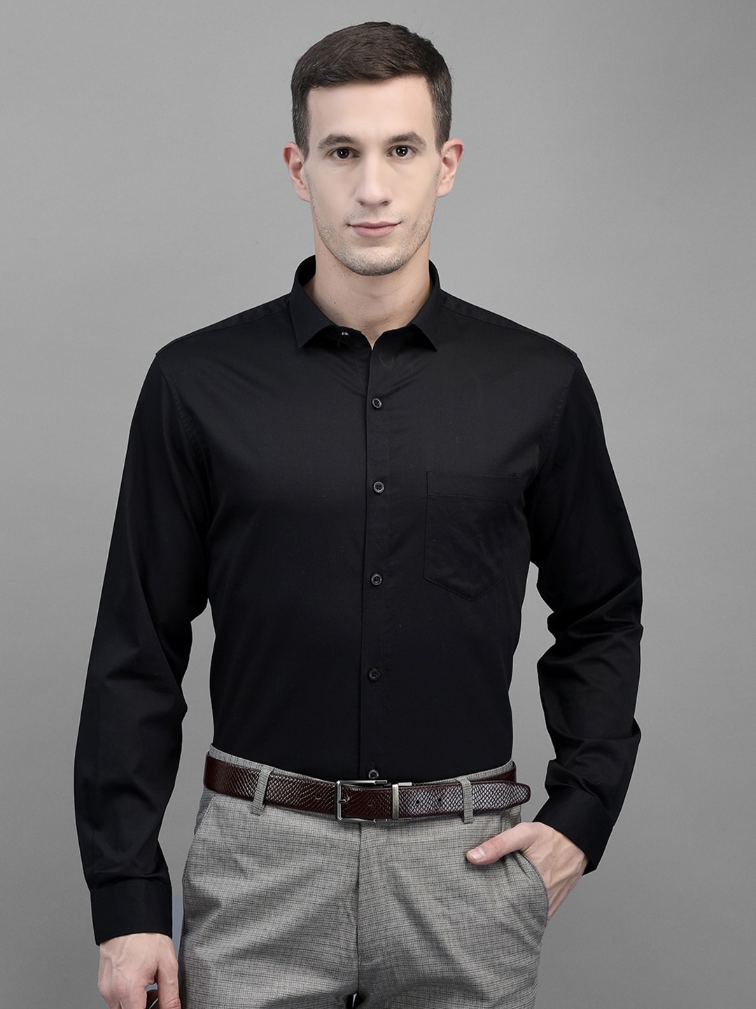 

Canary London Smart Slim Fit Formal Satin Shirt, Black