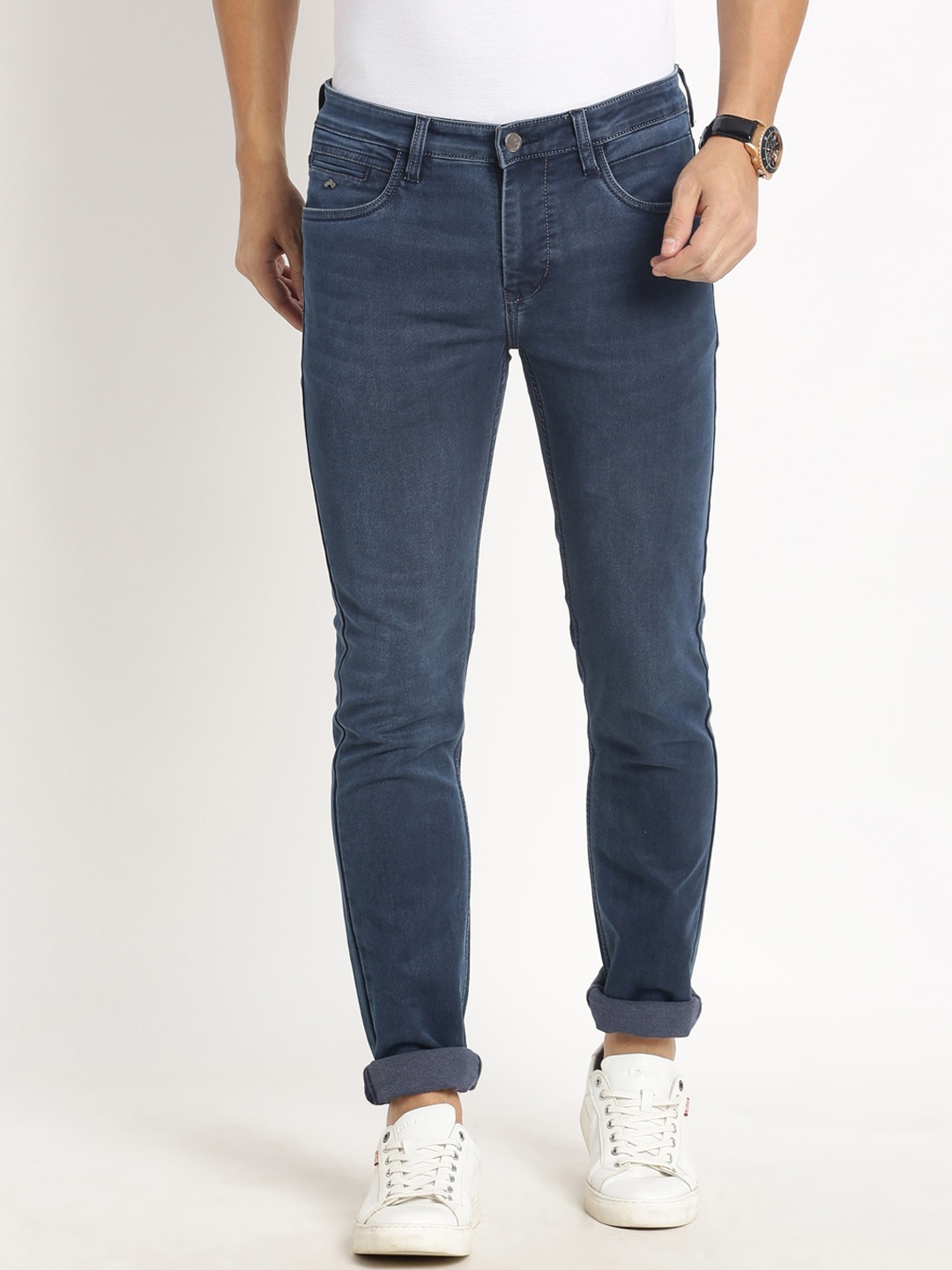 

Turtle Men Narrow Tapered Fit Stretchable Jeans, Navy blue