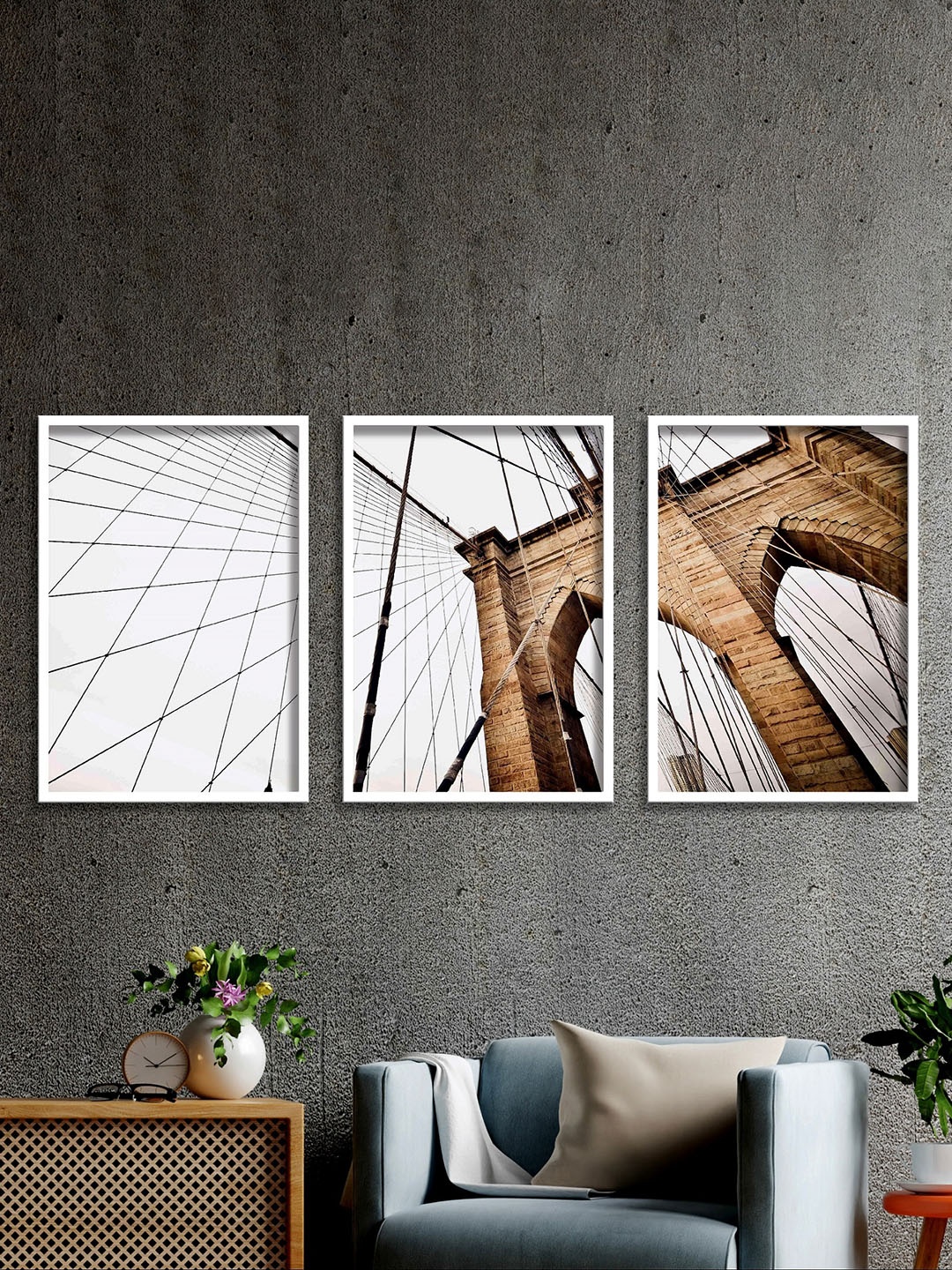 

SAF White & Brown 3 Pieces Bridge Framed Wall Art