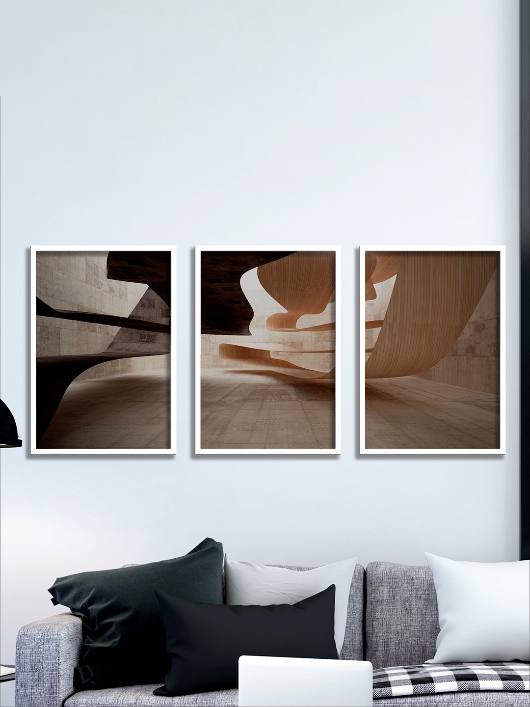 

SAF Beige & Grey 3 Pieces UV Coating Wall Art