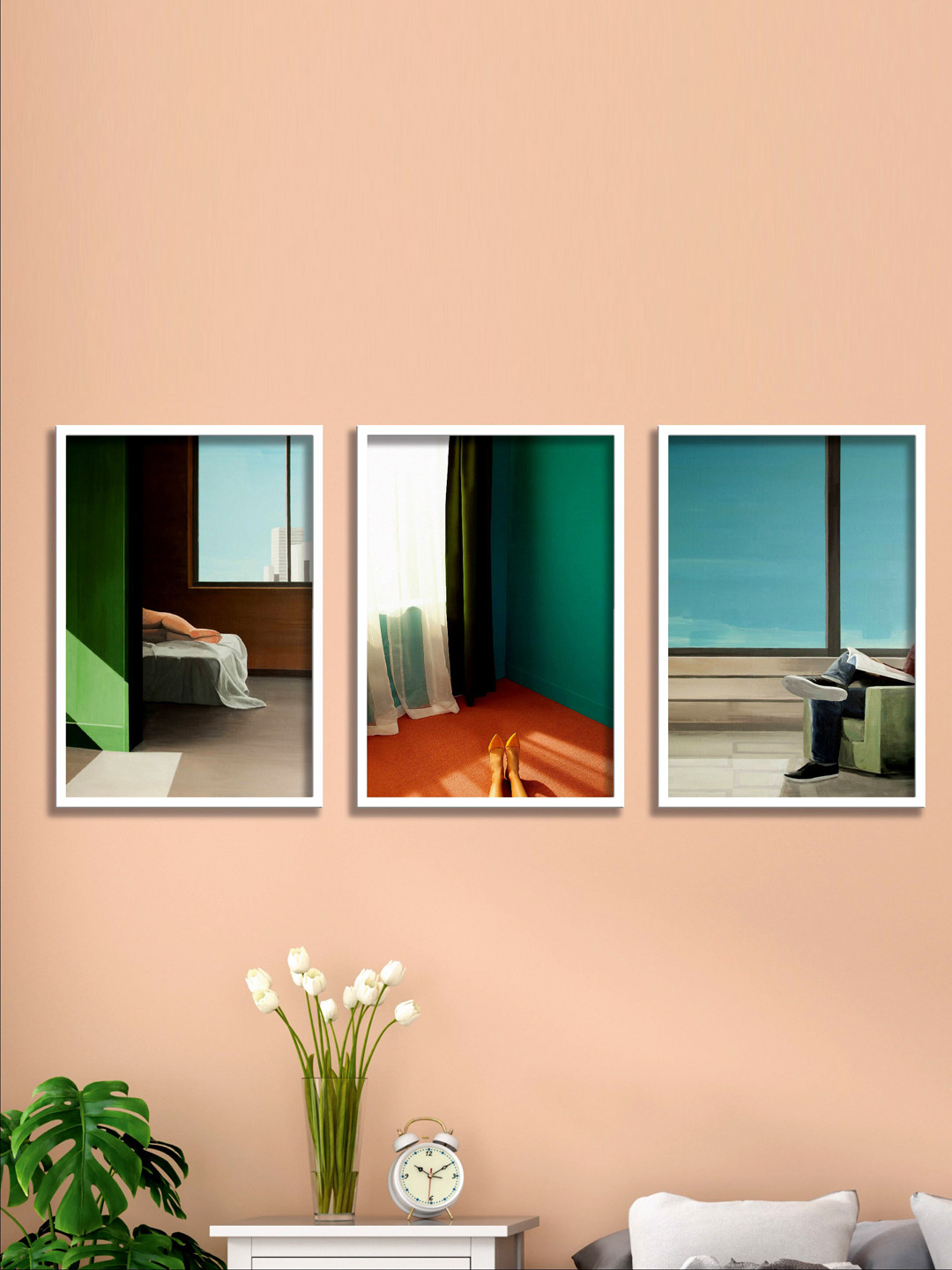 

SAF Green & Blue 3 Pieces Printed UV Coating Wall Art