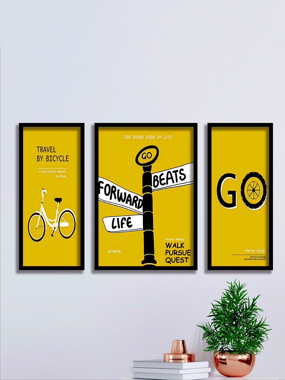 

SAF Yellow & Black 3 Pieces Motivational Quotes Framed Wall Art