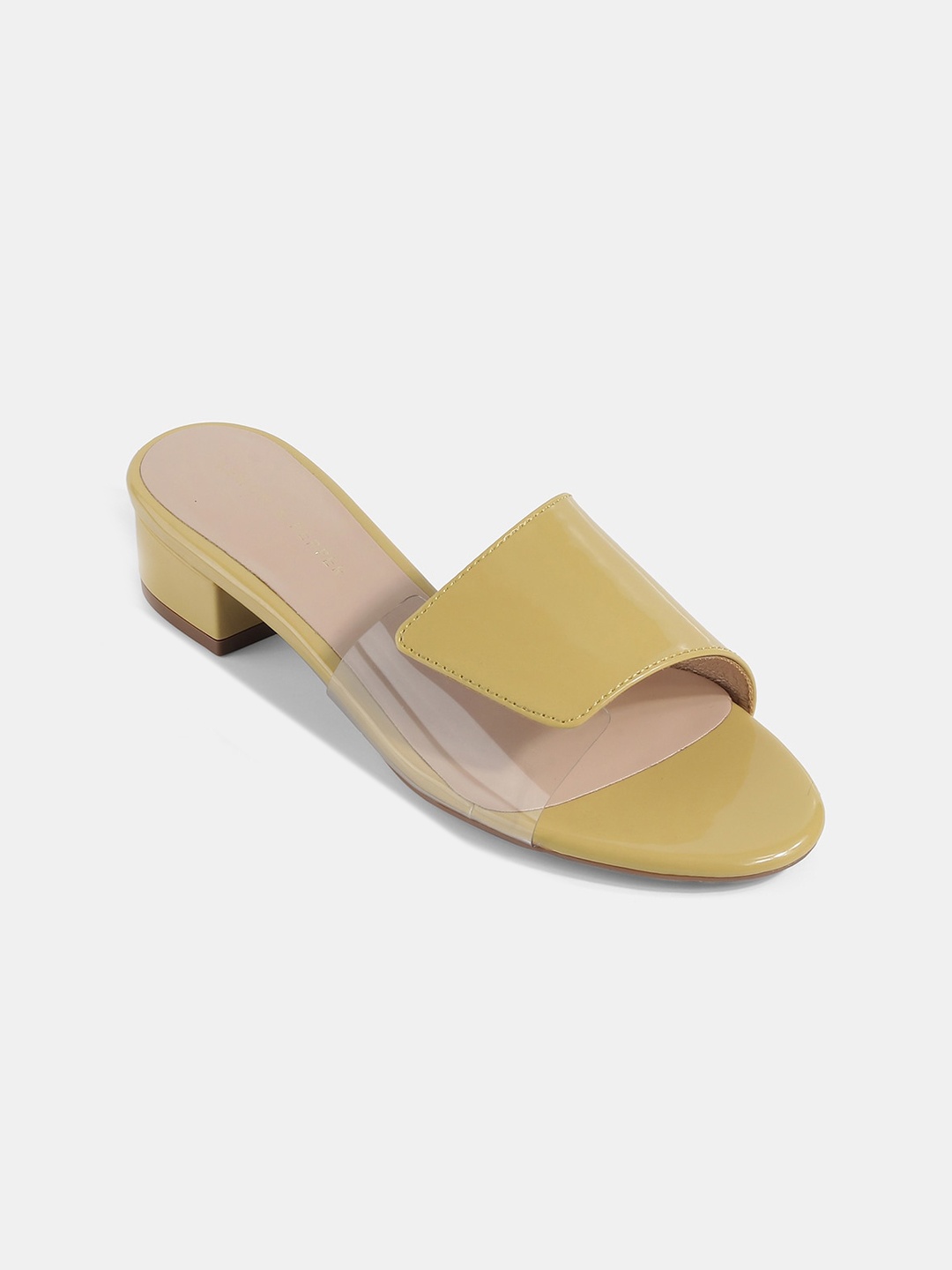 

LEMON & PEPPER Colourblocked Open Toe Block Heels, Yellow