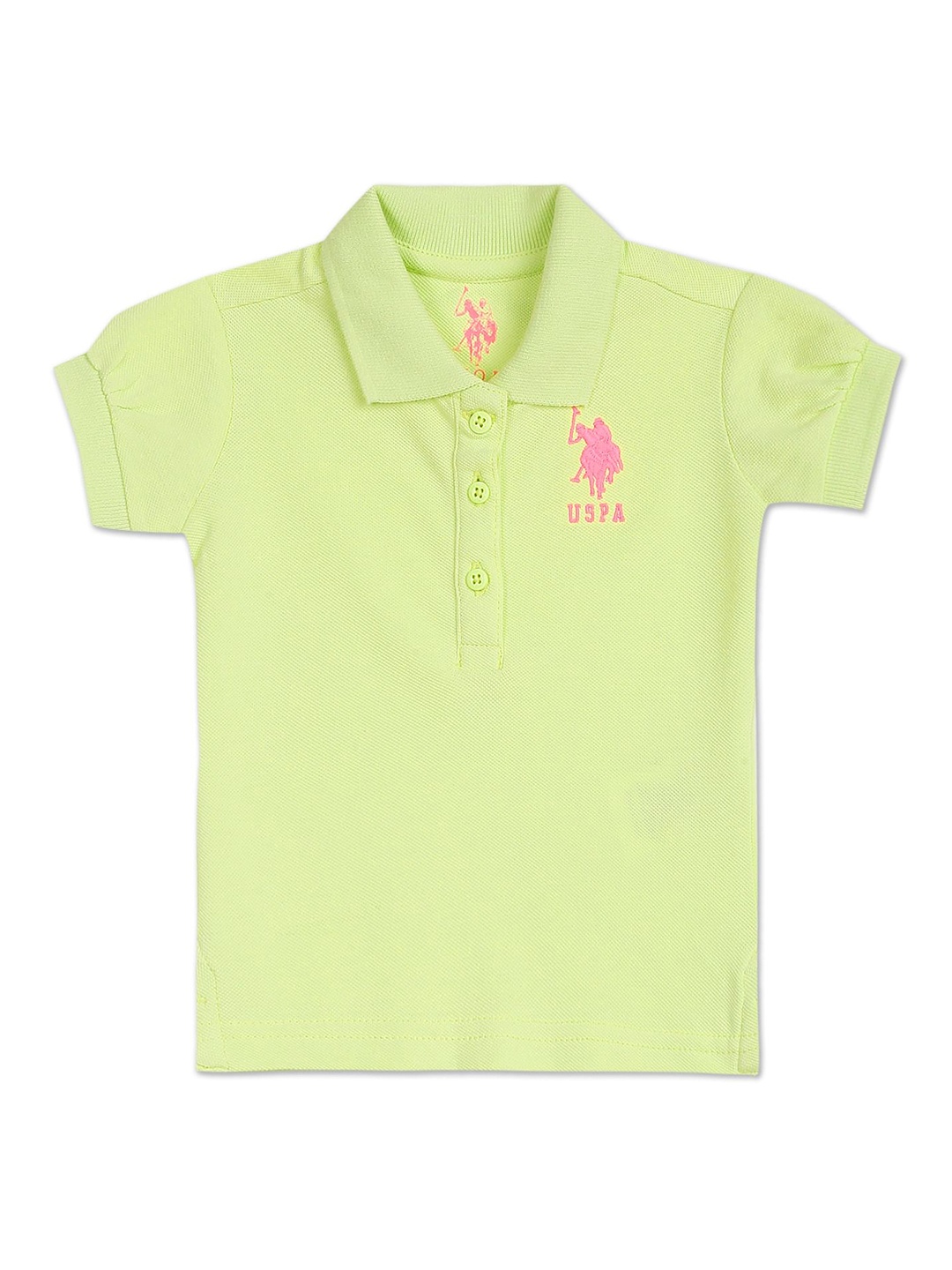

U.S. Polo Assn. Kids Girls Polo Collar Pure Cotton T-shirt, Green