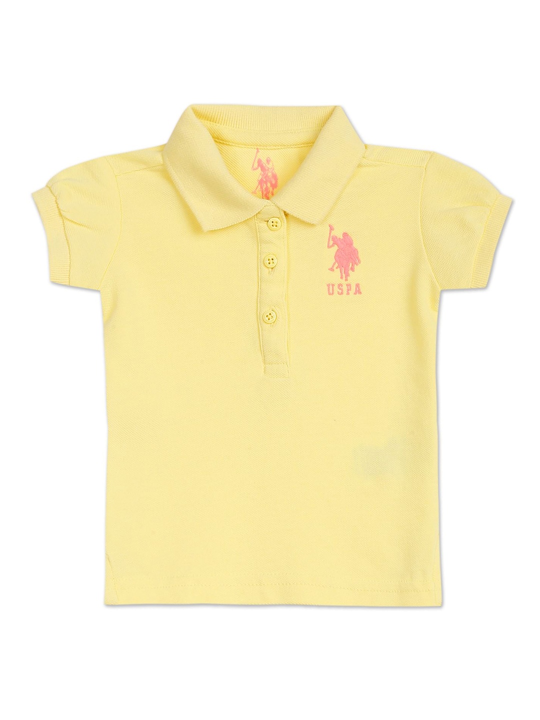

U.S. Polo Assn. Kids Girls Polo Collar Pure Cotton T-shirt, Yellow