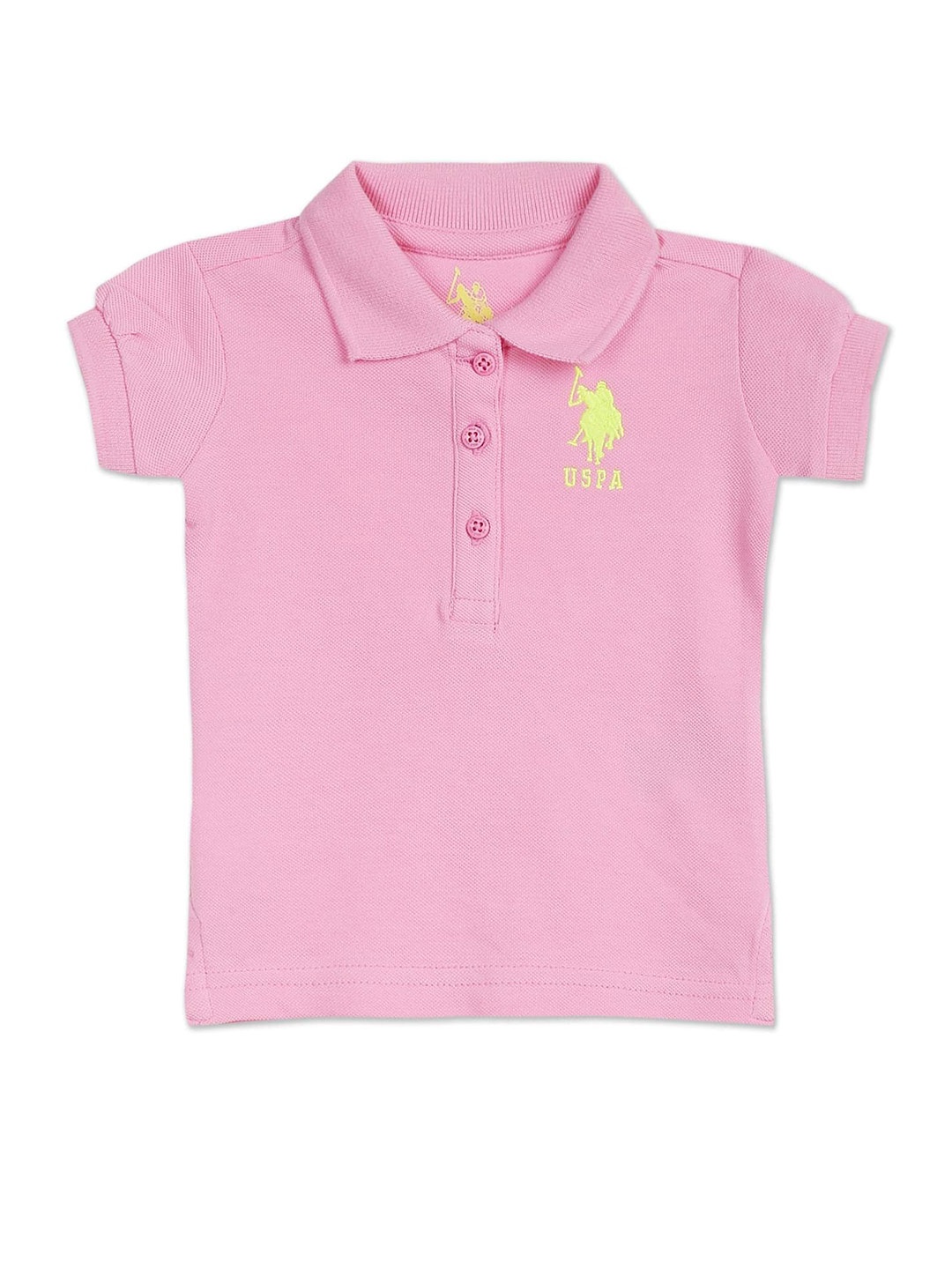 

U.S. Polo Assn. Kids Girls Pure Cotton Polo Collar T-shirt, Pink
