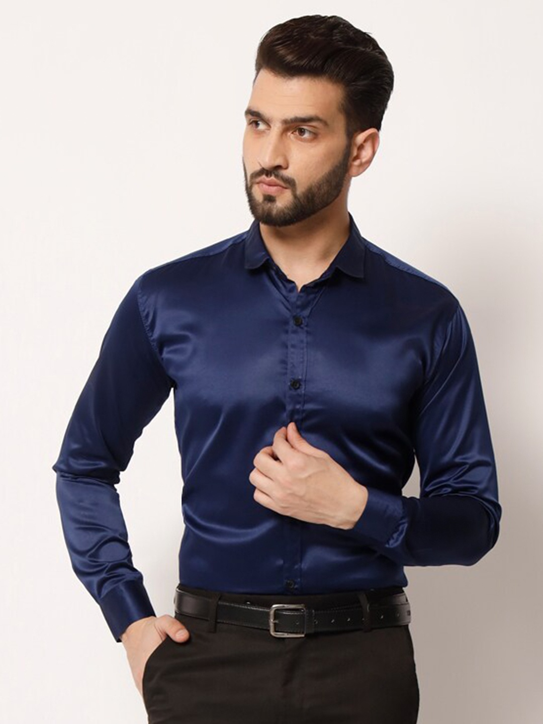 

SURHI Spread Collar Smart Fit Twill Party Shirt, Blue