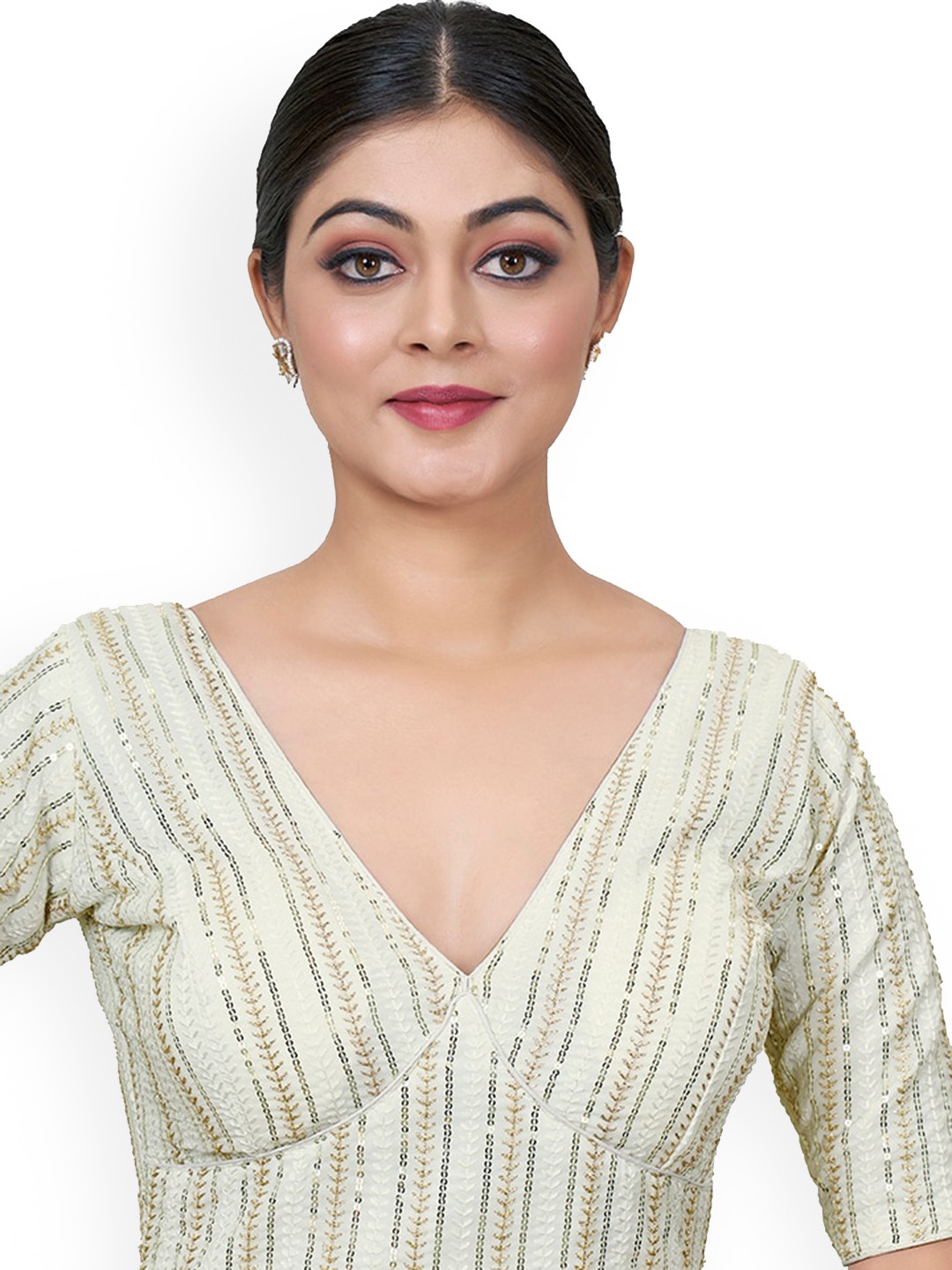 

SHOPGARB Embroidered Saree Blouse, White