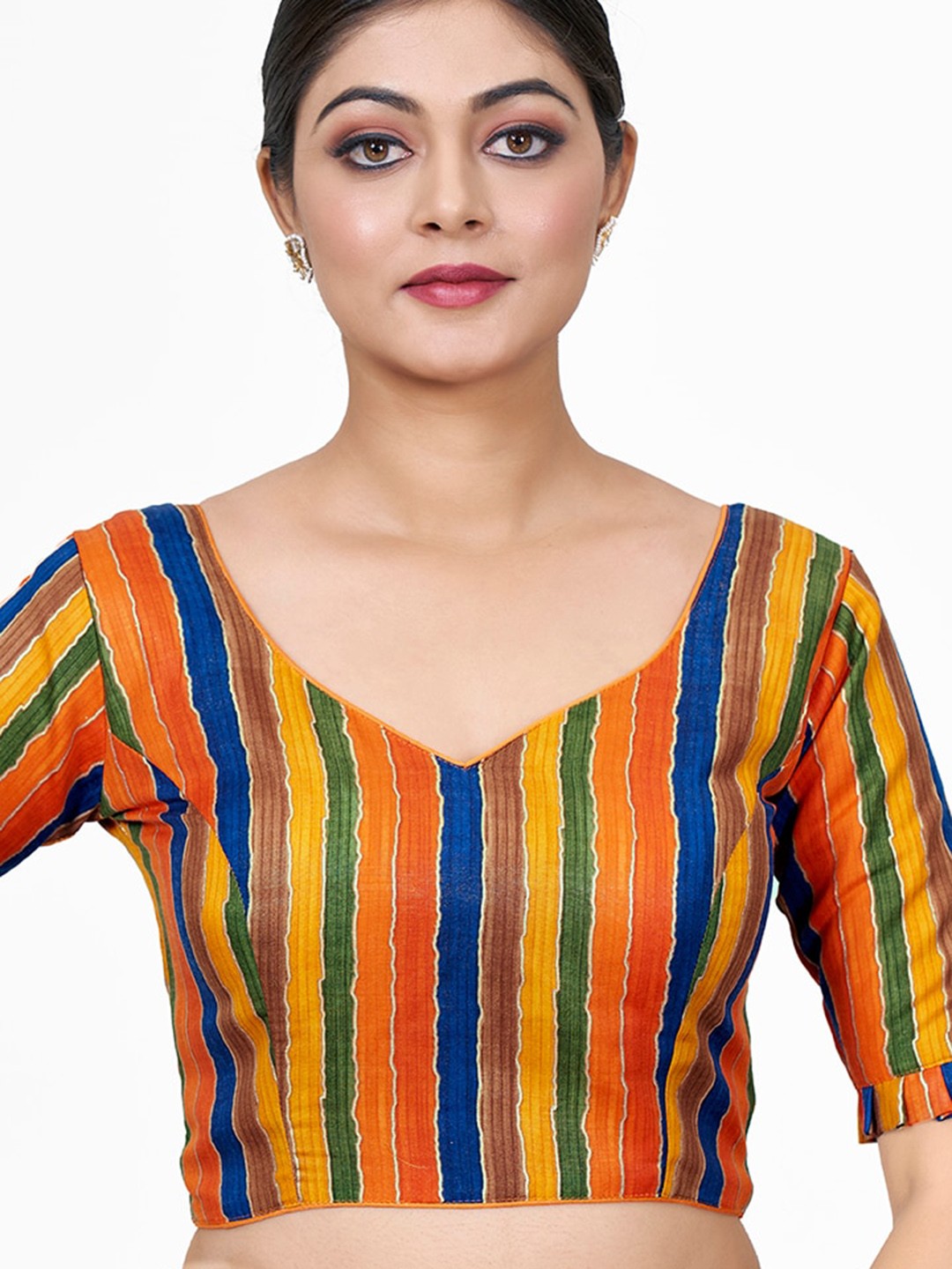 

SHOPGARB Printed Saree Blouse, Orange