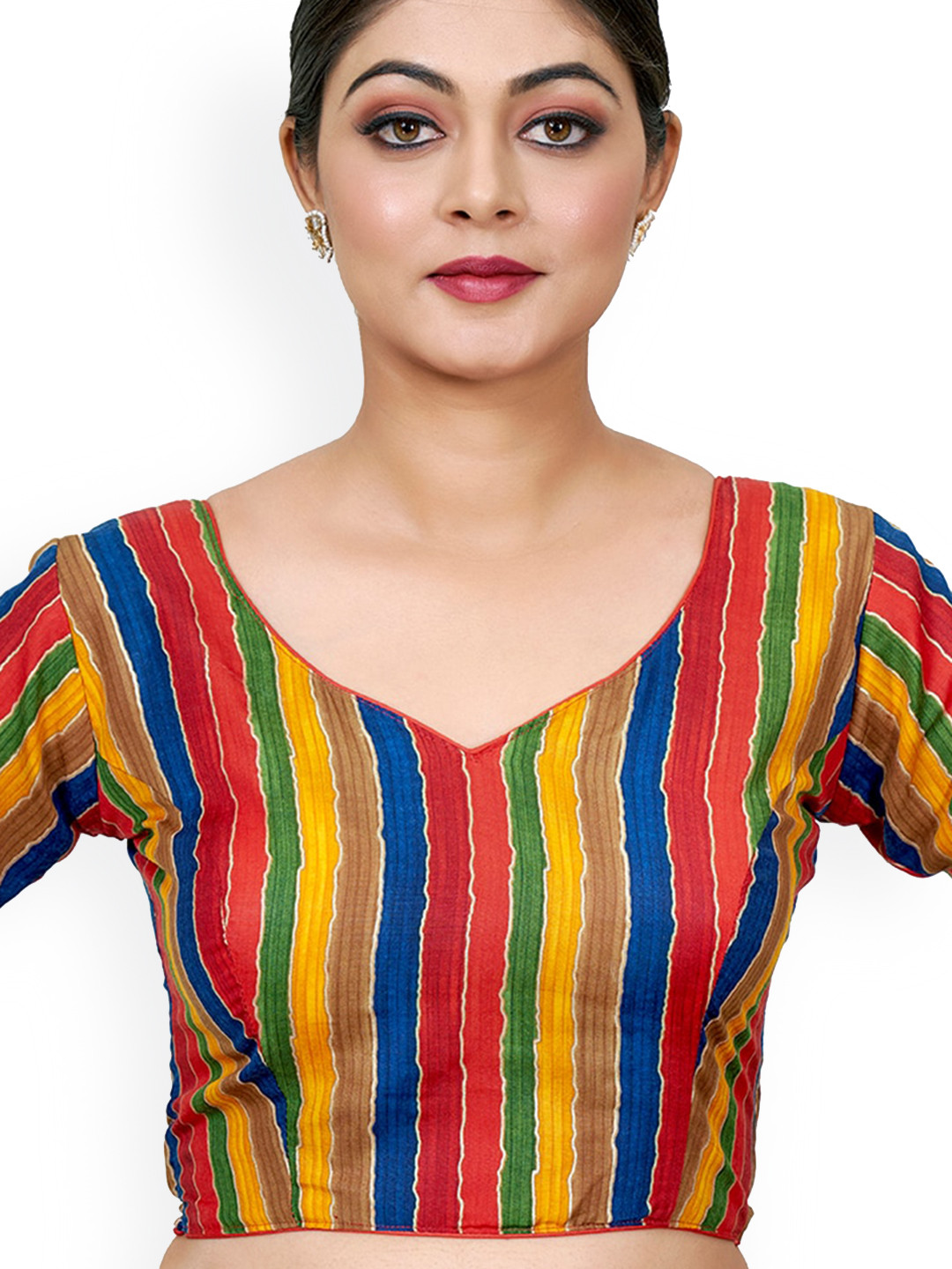 

SHOPGARB Printed Saree Blouse, Red