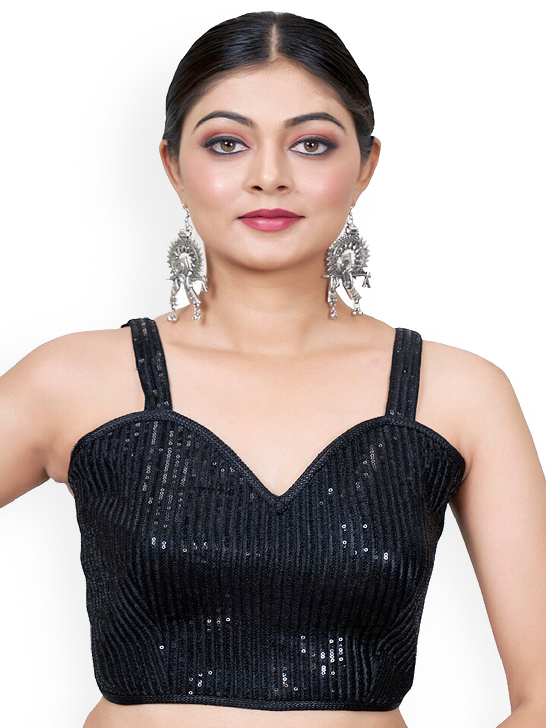 

SHOPGARB Embroidered Saree Blouse, Black