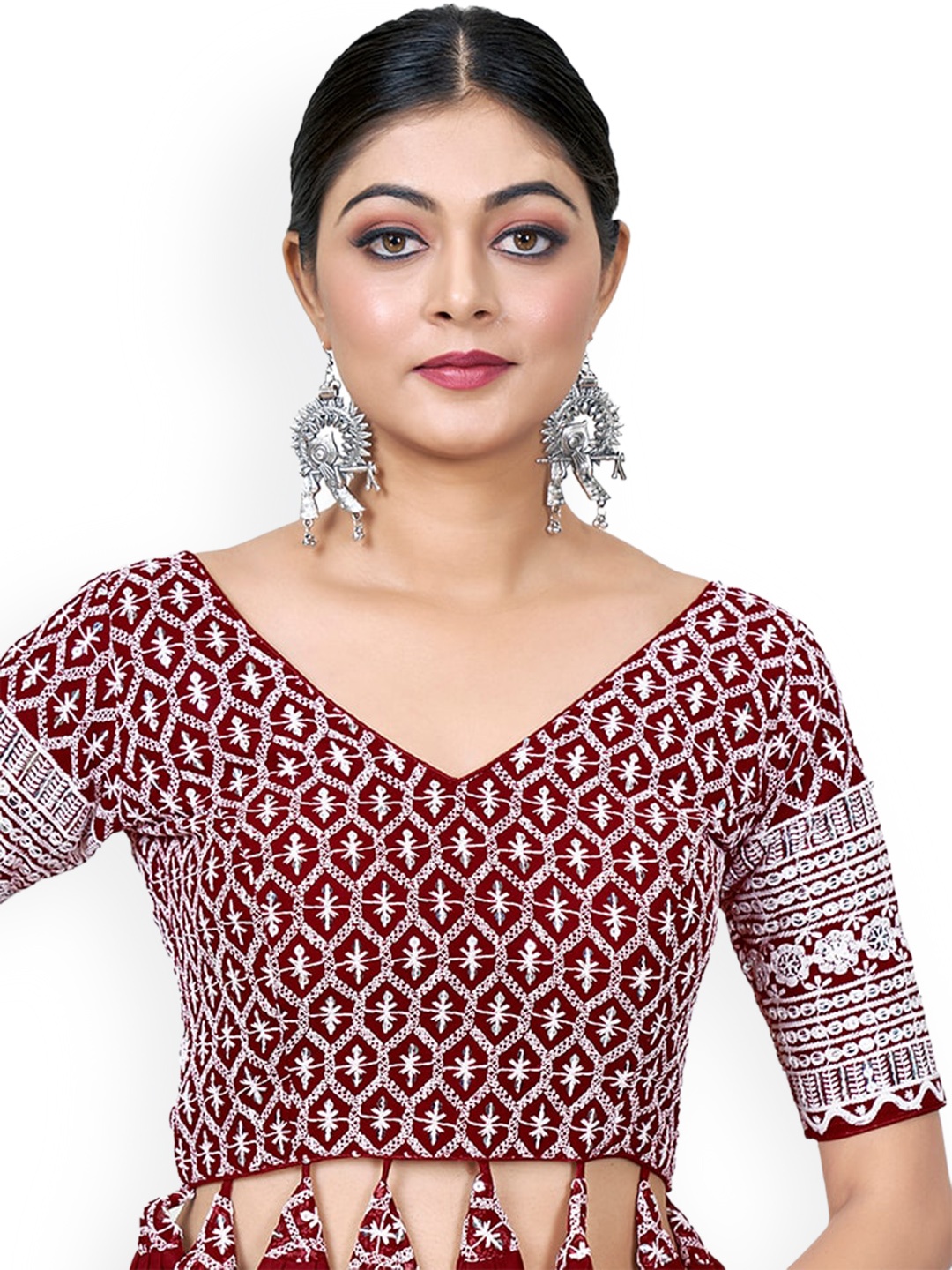 

SHOPGARB Embroidered Saree Blouse, Maroon