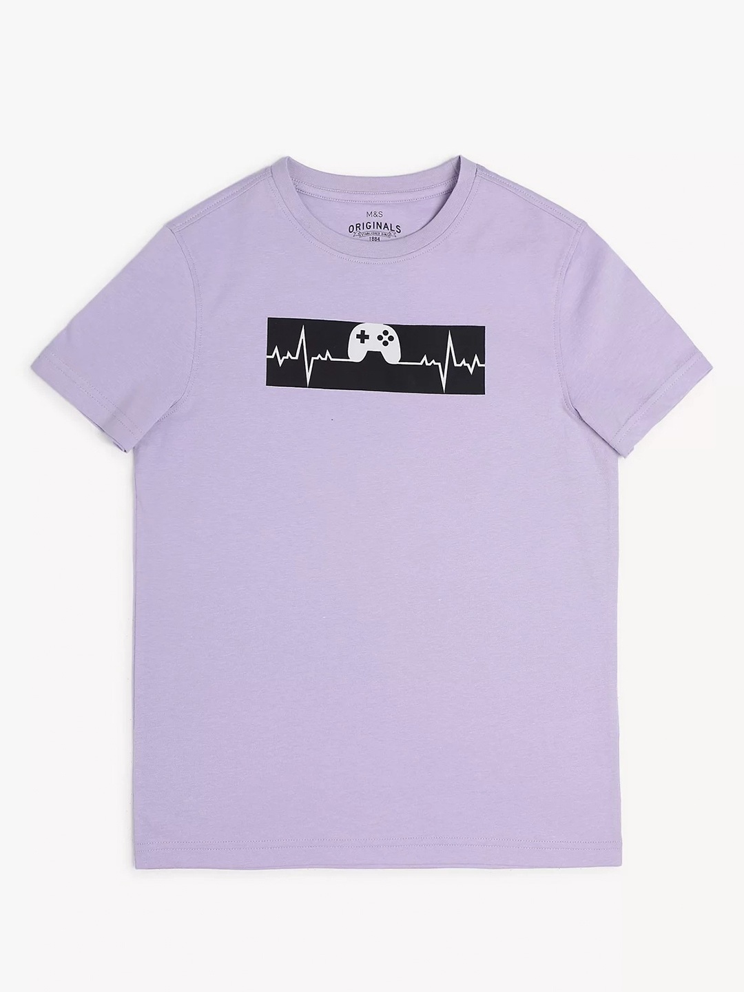 

Marks & Spencer Boys Typography Printed Pure Cotton T-shirt, Purple
