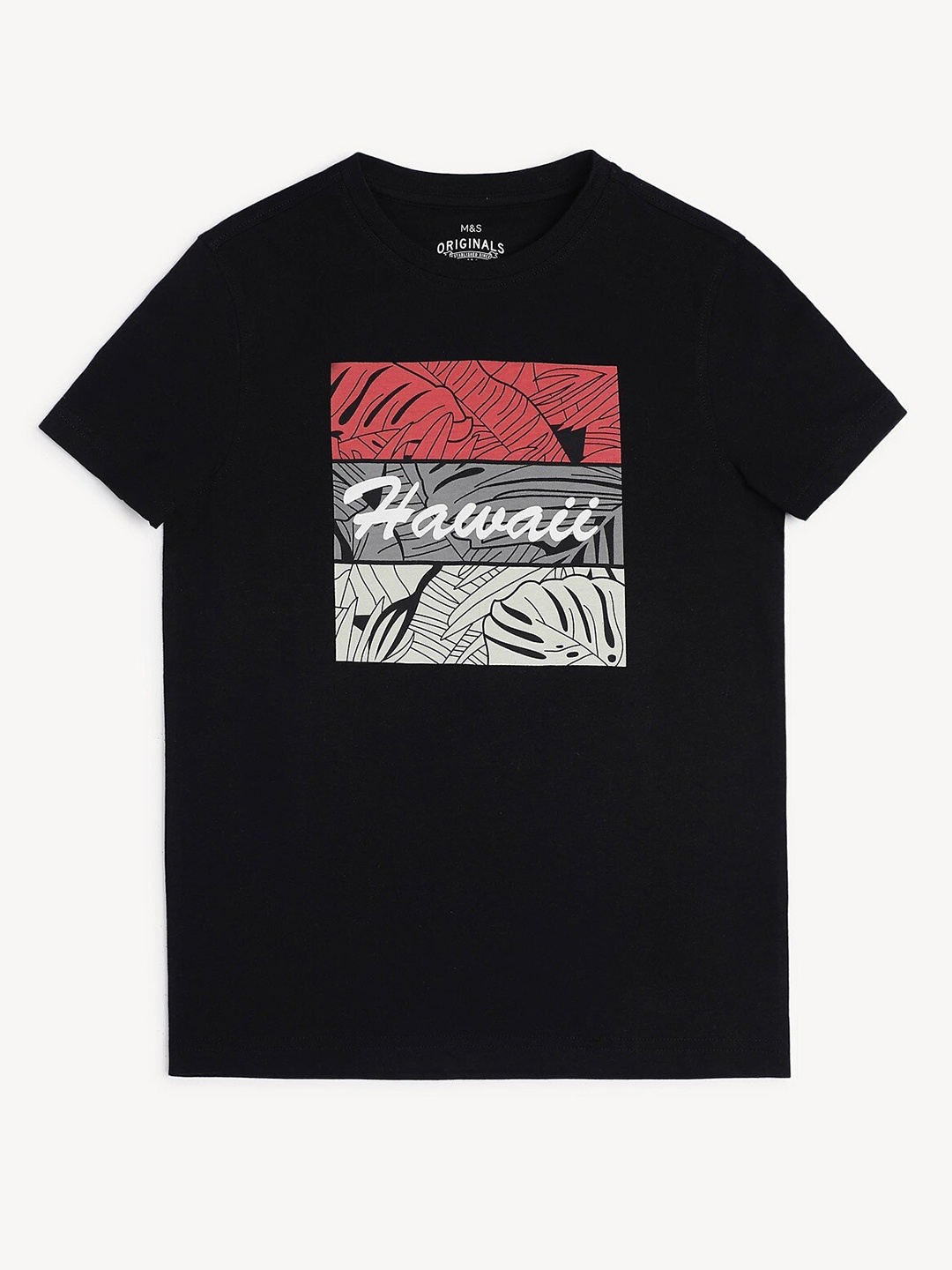 

Marks & Spencer Boys Typography Printed Pure Cotton T-shirt, Black