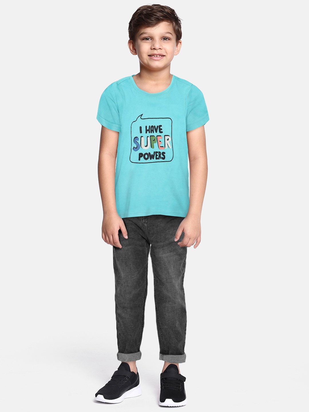 

Marks & Spencer Boys Typograpy Printed Pure Cotton T-shirt, Turquoise blue