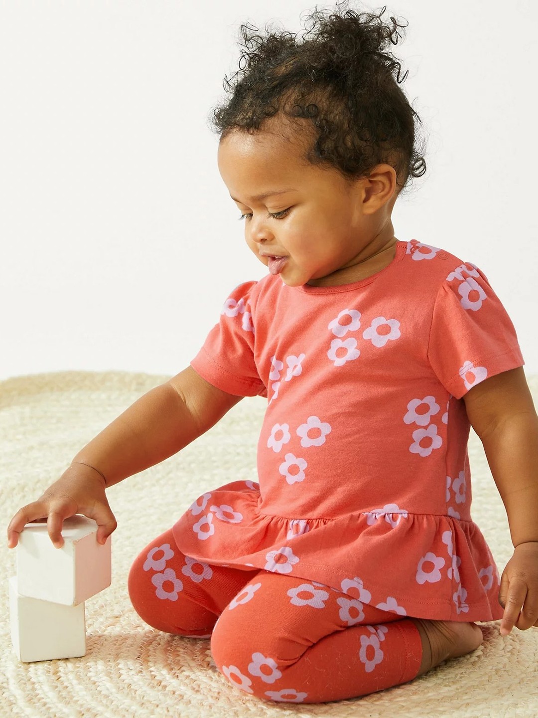 

Marks & Spencer Girls Floral Printed Pure Cotton T-shirt, Rust