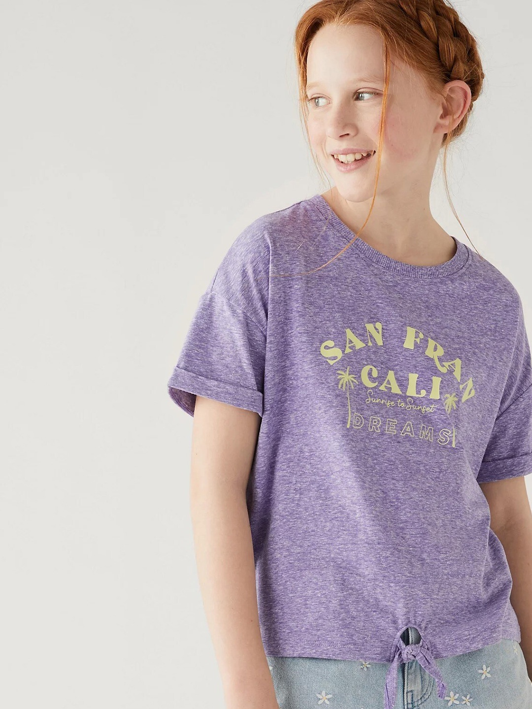

Marks & Spencer Girls Typography Printed T-shirt, Purple