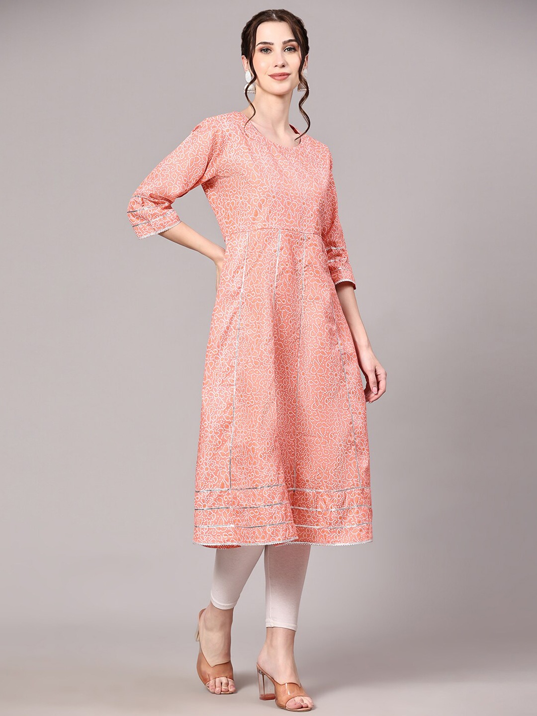 

V TRADITION Bandhani Printed Pure Cotton Kurta, Pink