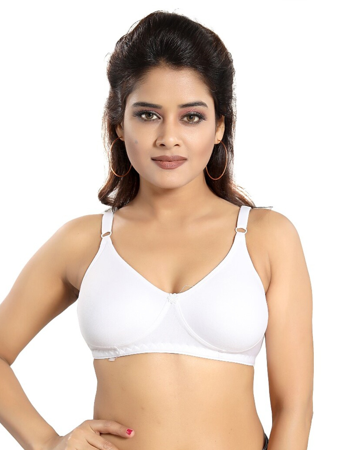 

Fabme Full Coverage All Day Comfort Seamless Cotton Everyday Bra, White