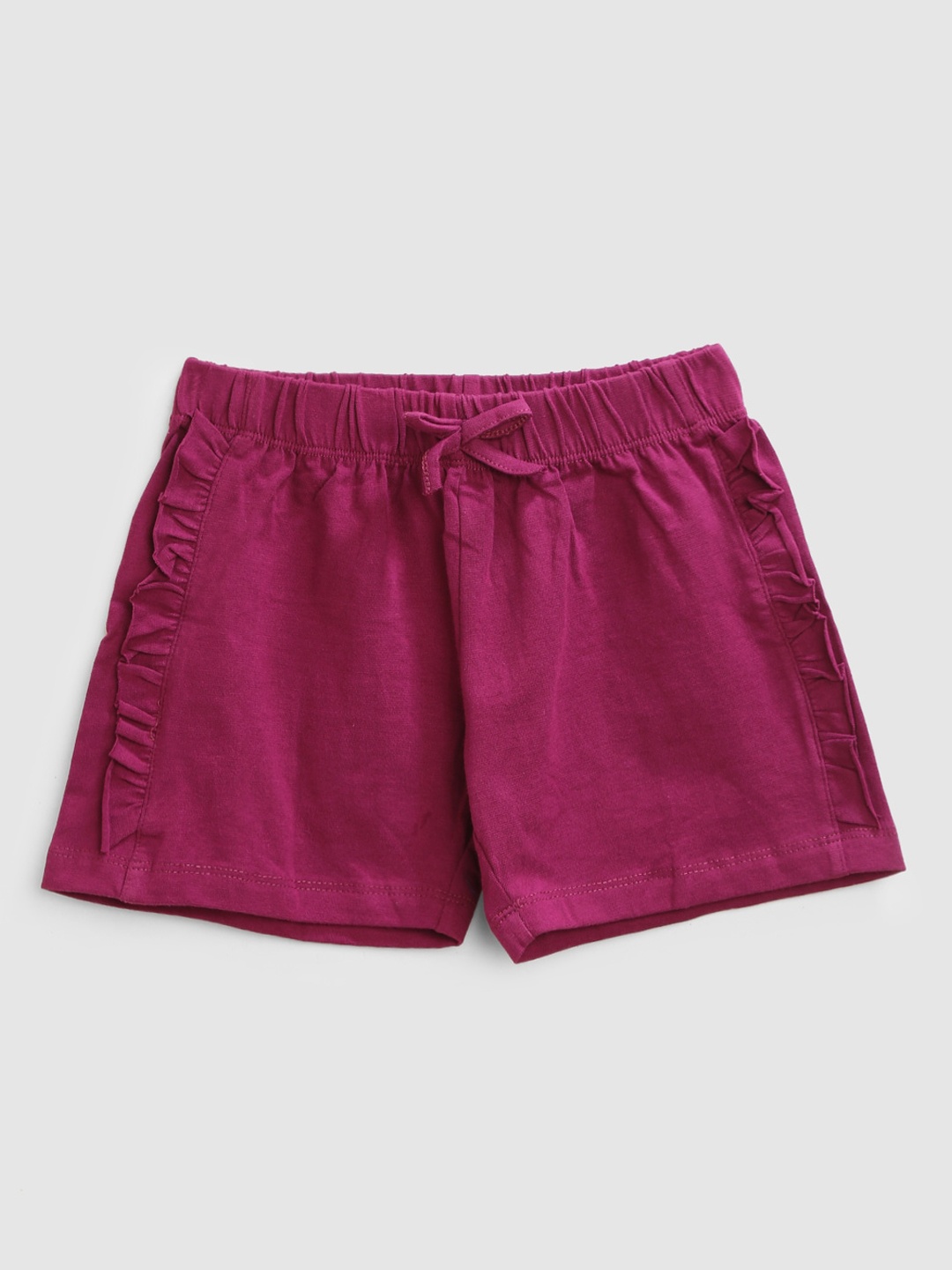 

YK Girls Mid-Rise Cotton Shorts, Pink