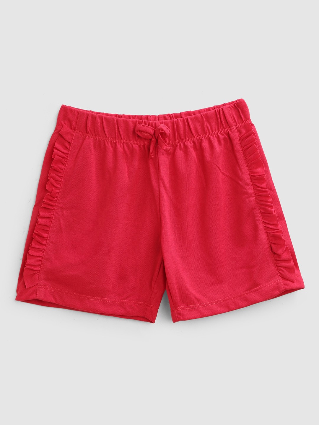 

YK Girls Mid-Rise Cotton Regular Shorts, Red