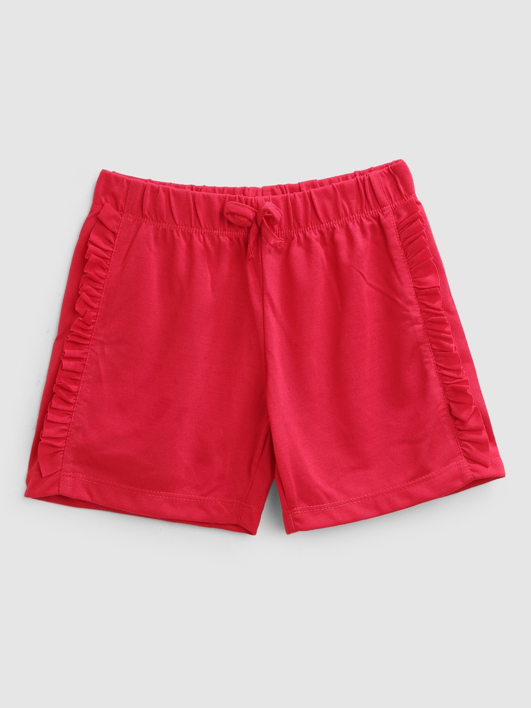 

YK Girls Mid-Rise Cotton Regular Shorts, Red