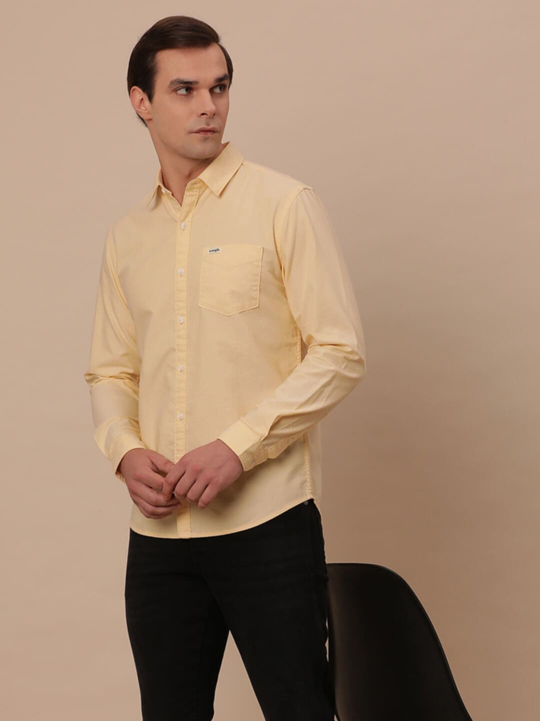 

Wrangler Slim Fit Spread Collar Cotton Casual Shirt, Yellow