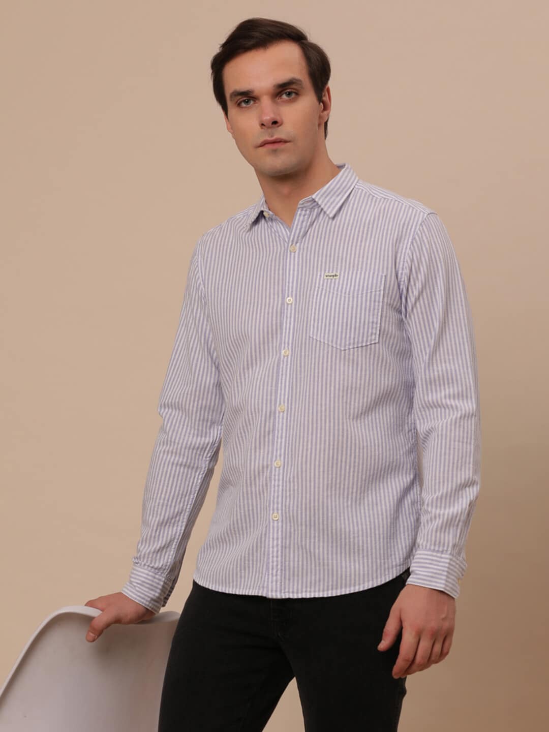 

Wrangler Striped Cotton Casual Shirt, Purple