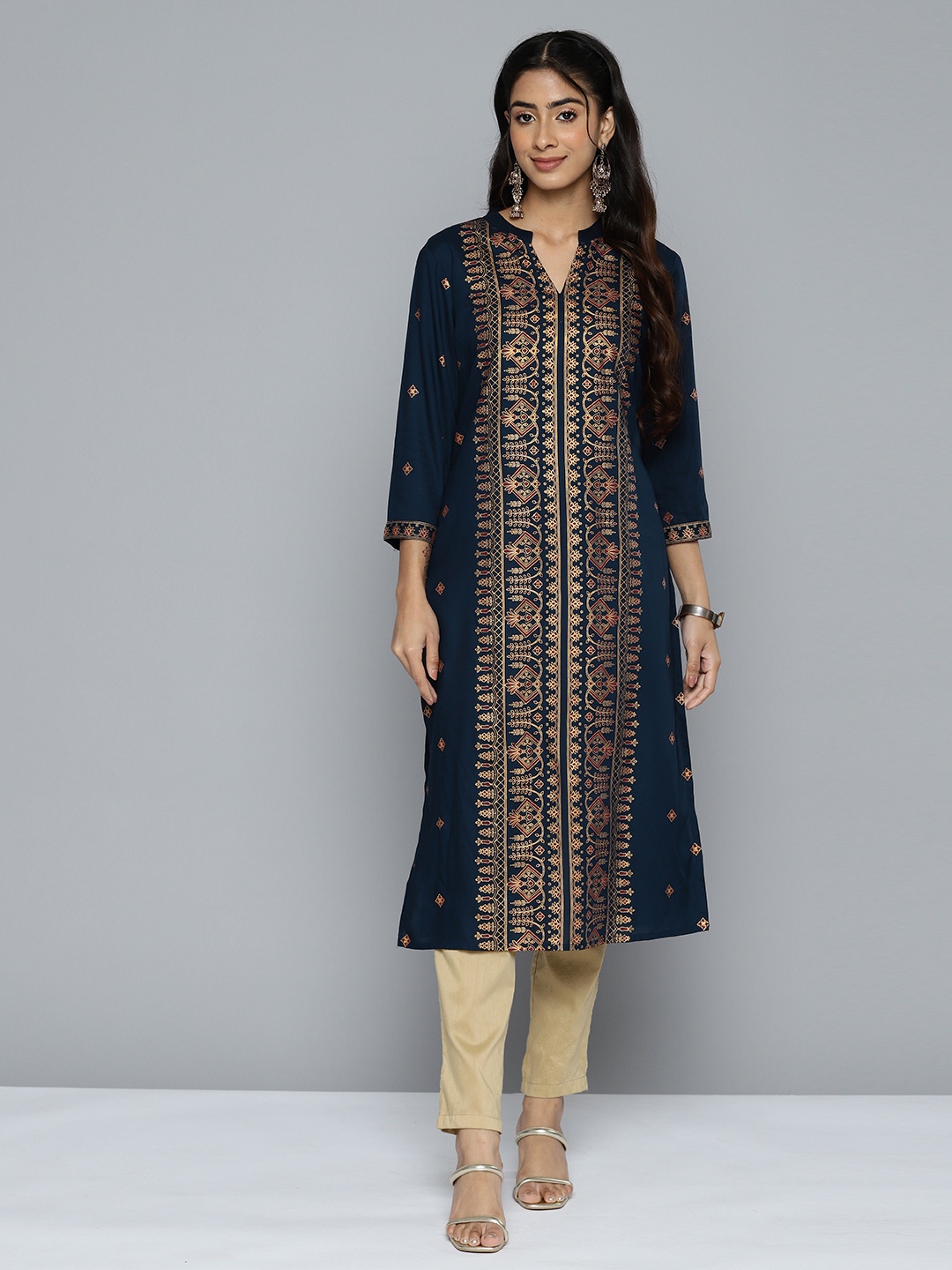 

HERE&NOW Women Blue Ethnic Motifs Printed Kurta