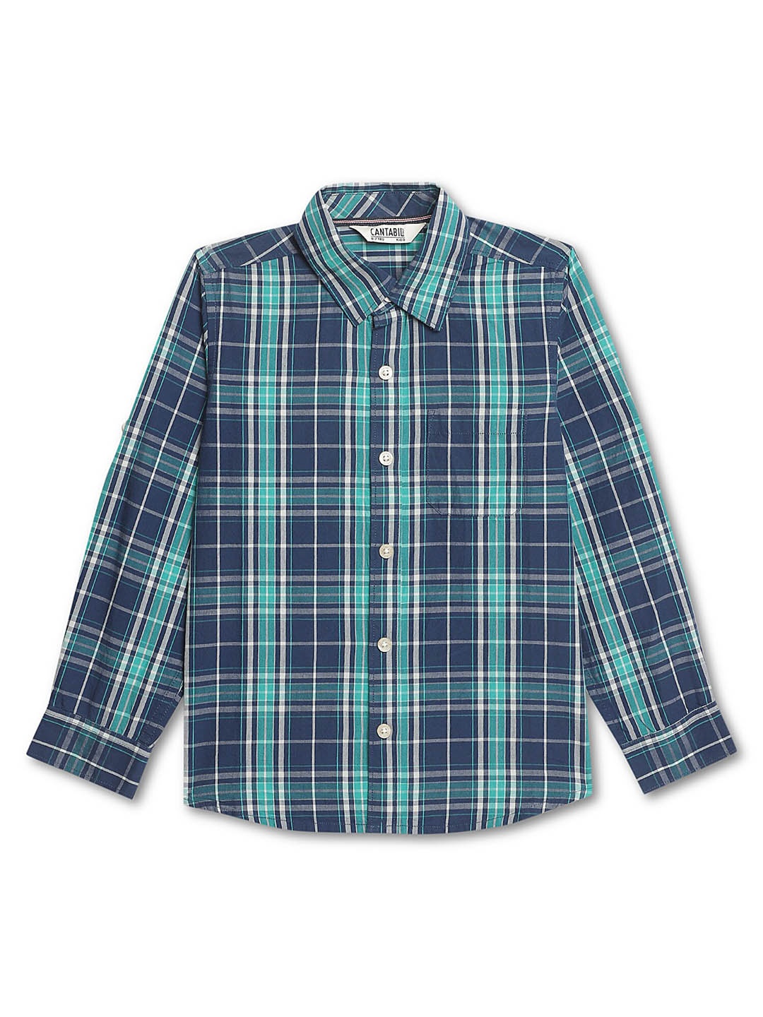 

Cantabil Boys Classic Tartan Checked Casual Cotton Shirt, Blue