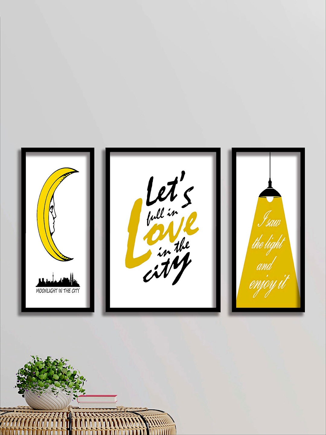 

SAF White & Yellow 3 Pieces Fall in Love Painted Wall Art