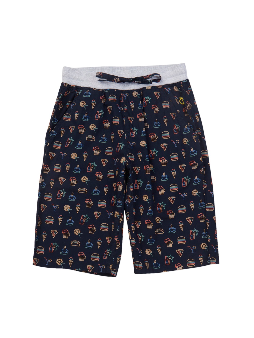 

Gini and Jony Boys Conversational Printed Mid Rise Cotton Shorts, Navy blue