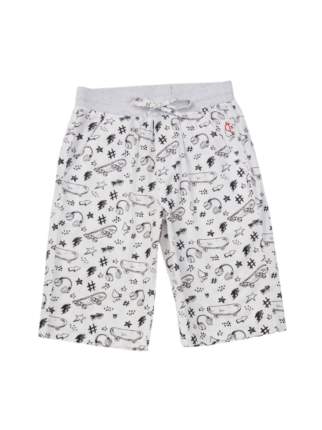 

Gini and Jony Boys Conversational Printed Mid-Rise Cotton Shorts, White