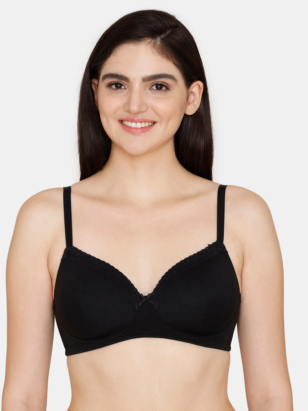 

Zivame Half Coverage Lightly Padded All Day Comfort Super Support T-Shirt Bra, Black