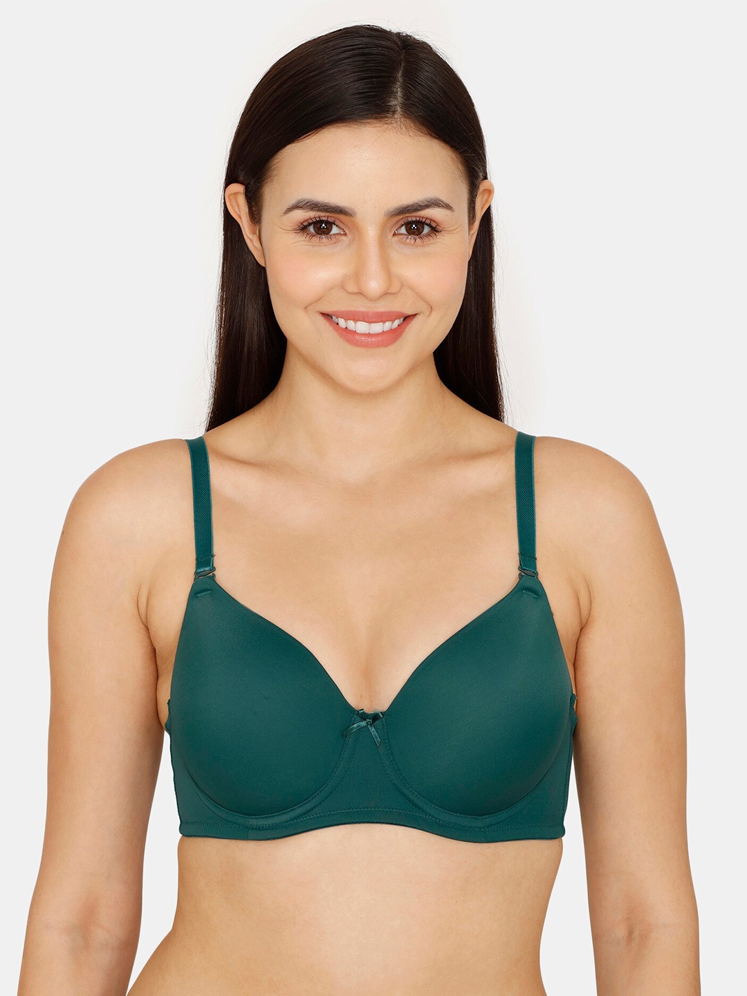 

Zivame Half Coverage Underwired Lightly Padded All Day Comfort Super Support T-Shirt Bra, Green