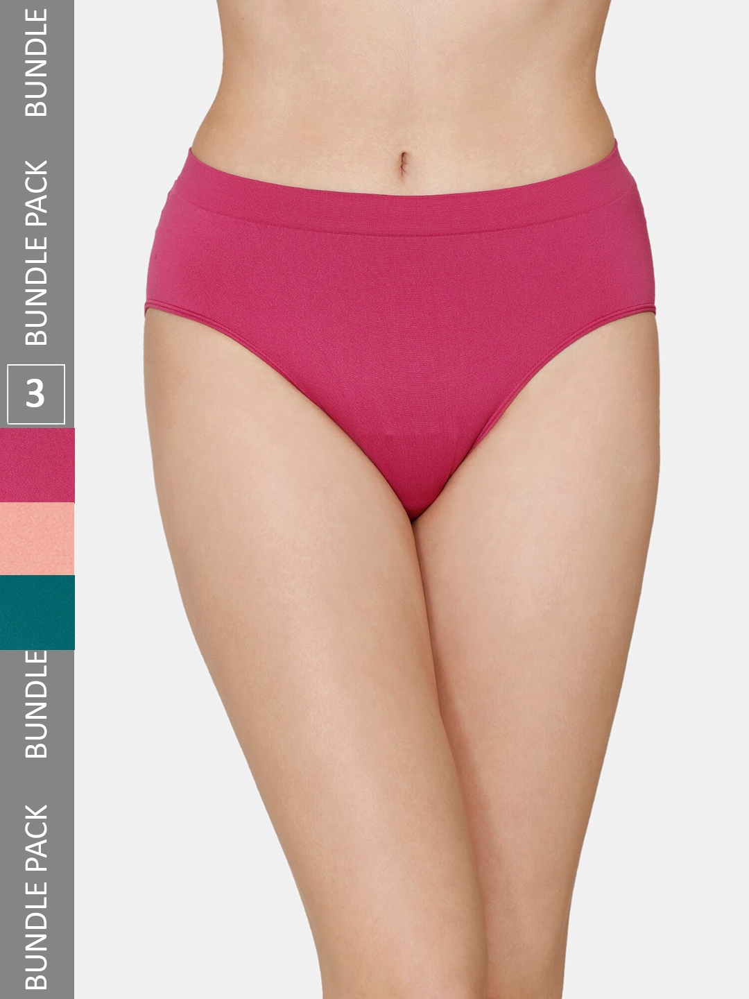 

Zivame Women Pack Of 3 Low-Rise Pure Cotton Hipster Briefs, Pink
