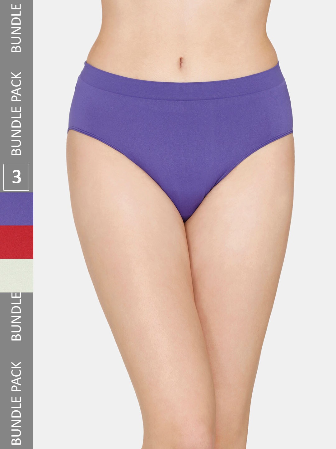 

Zivame Women Pack Of 3 Low-Rise Pure Cotton Hipster Briefs, Blue
