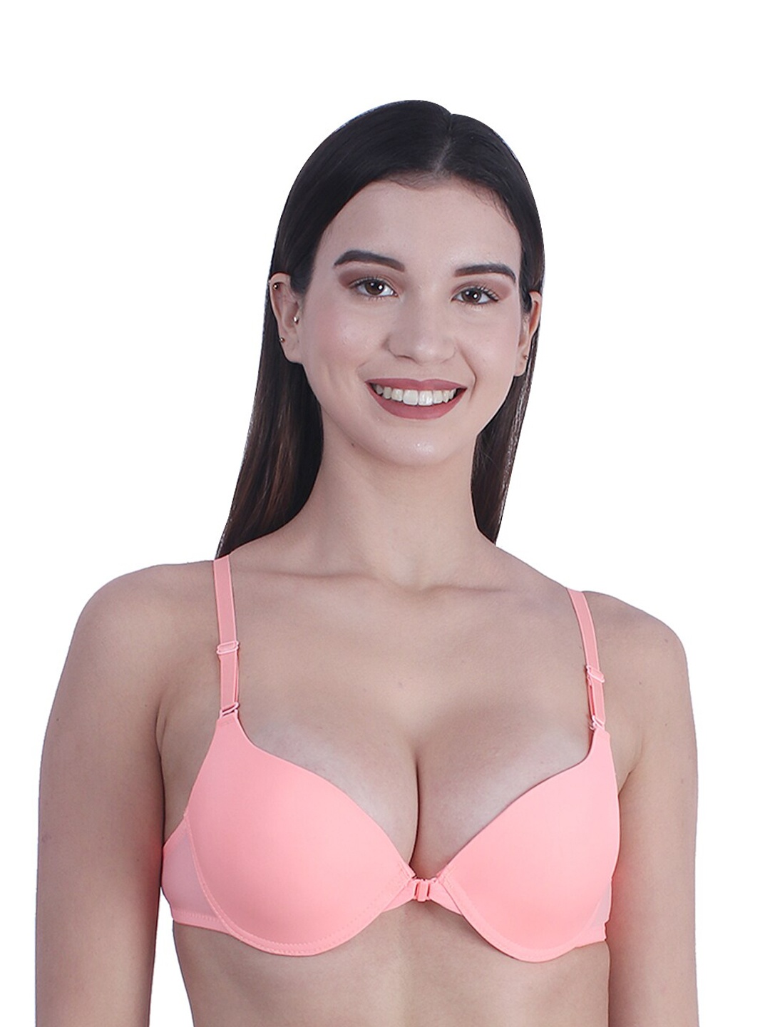 

BRACHY Medium Coverage Underwired Lightly Padded All Day Comfort Seamless Push-Up Bra, Peach