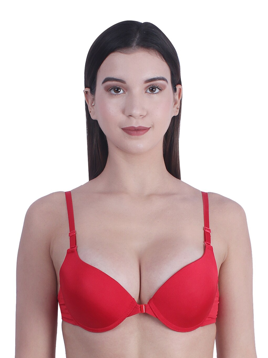 

BRACHY Medium Coverage Underwired Lightly Padded All Day Comfort Seamless Push-Up Bra, Red
